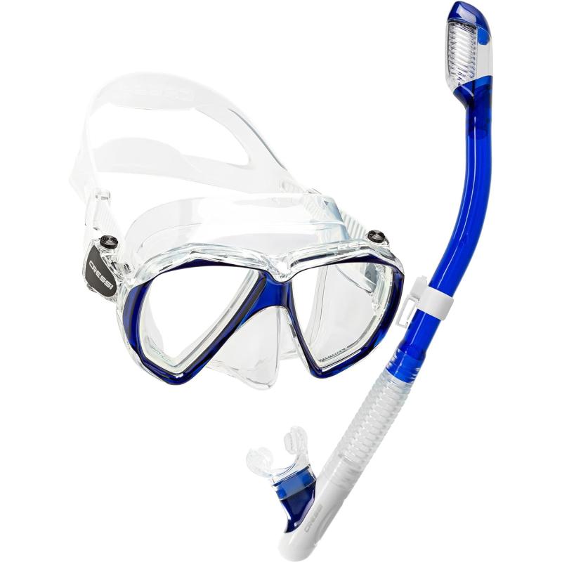 Adult Snorkeling Kit: Mask + Dry Snorkel, Dual Lens Mask Made Of Soft 