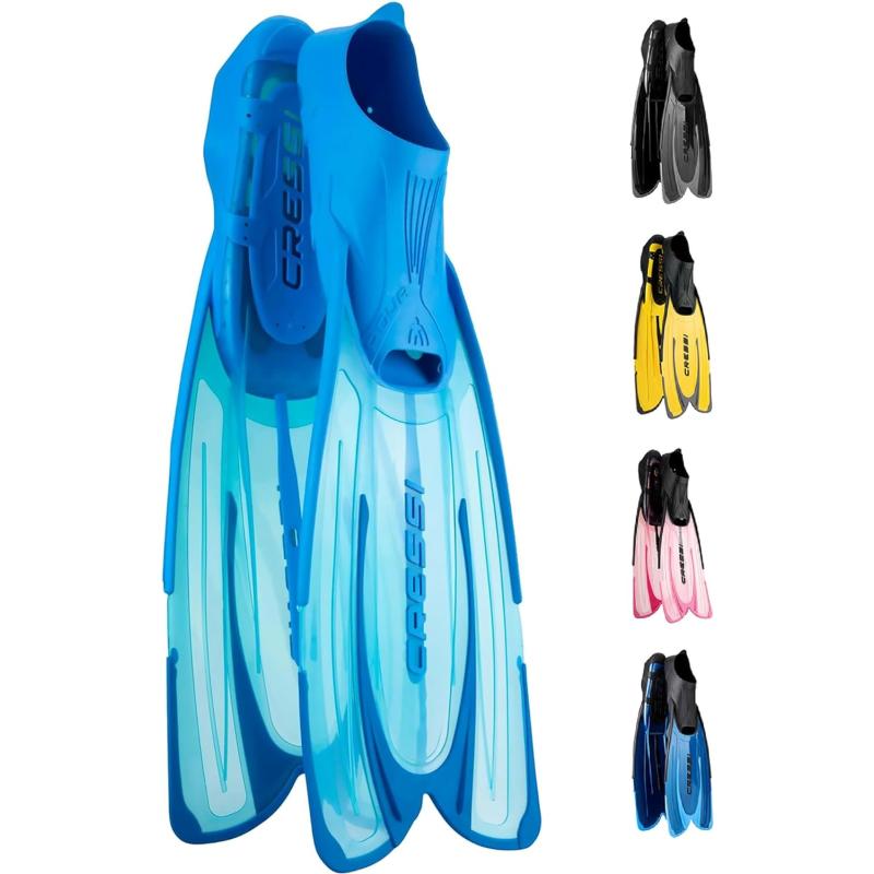 Cressi Adult Snorkeling Fins with Self-Adjustable Comfortable Full Foot ...